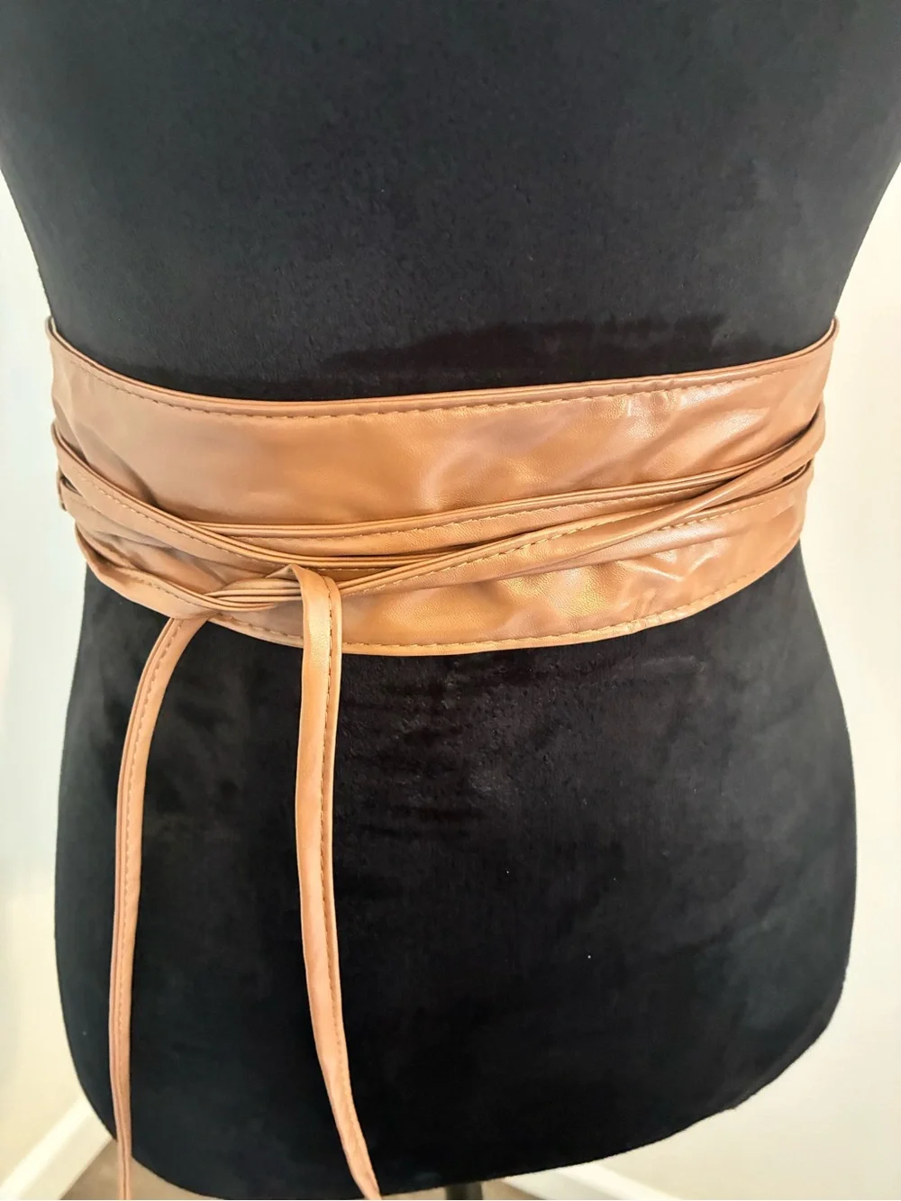 Tan Faux Leather Wrap Belt